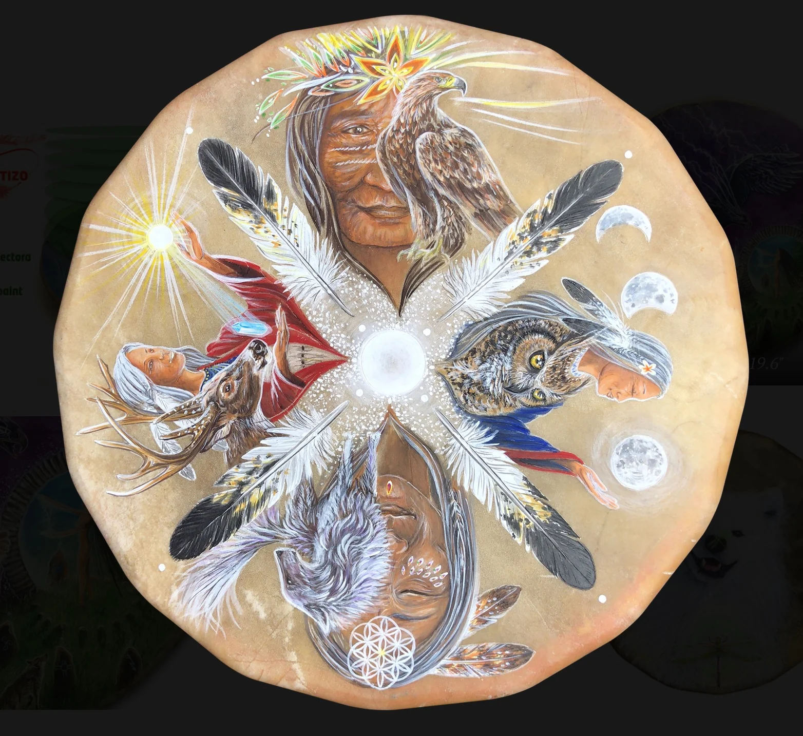 Custom Made ~ Painted Shamanic Hand Drum - Image 6