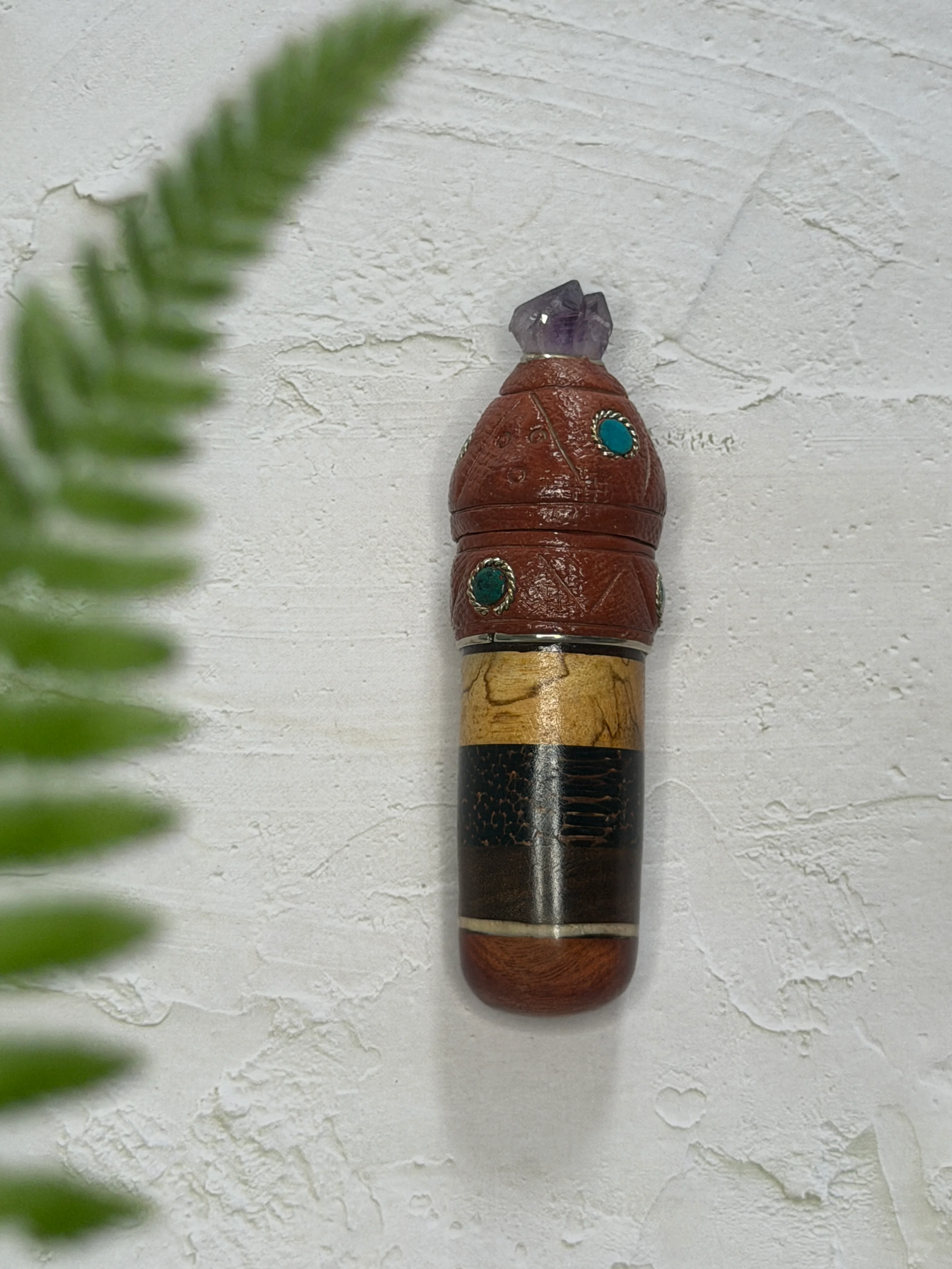 Handcrafted Hapé Carrier – Amethyst & Chrysocolla