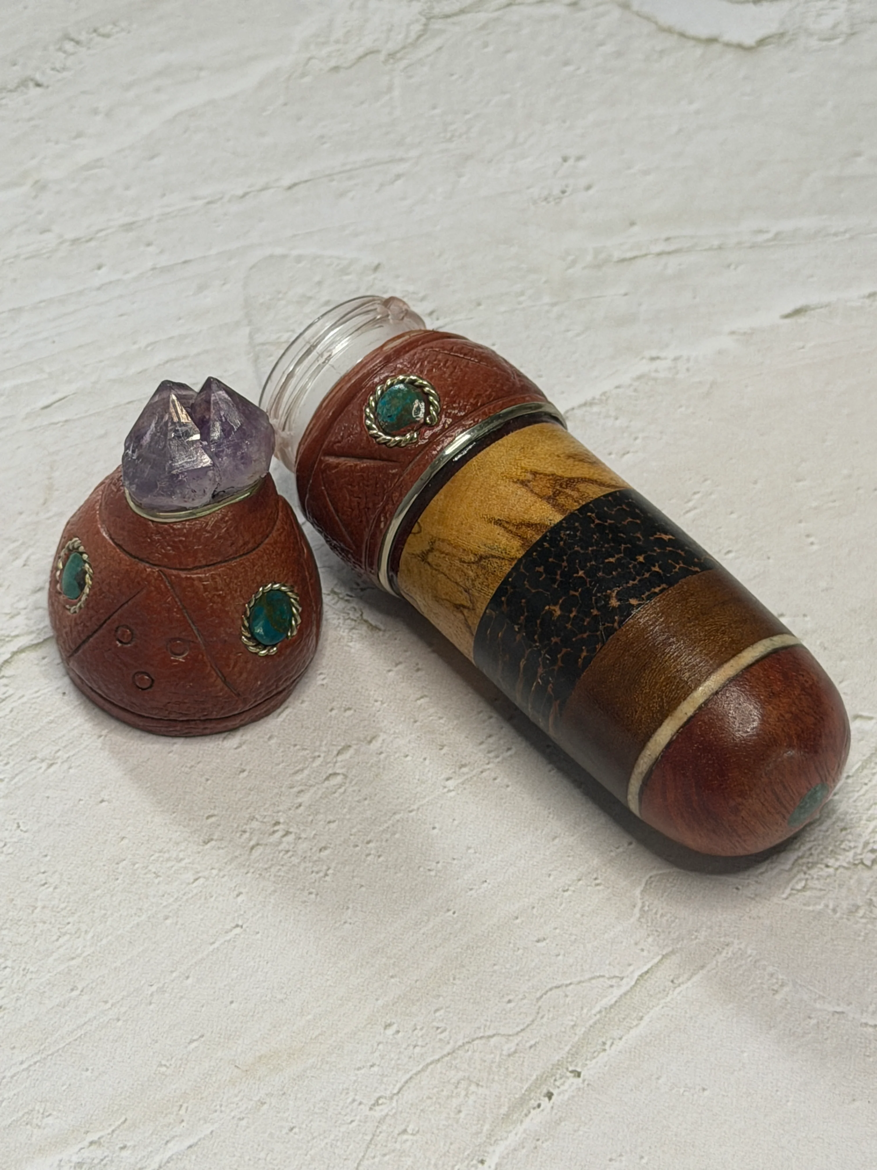 Handcrafted Hapé Carrier – Amethyst & Chrysocolla - Image 2