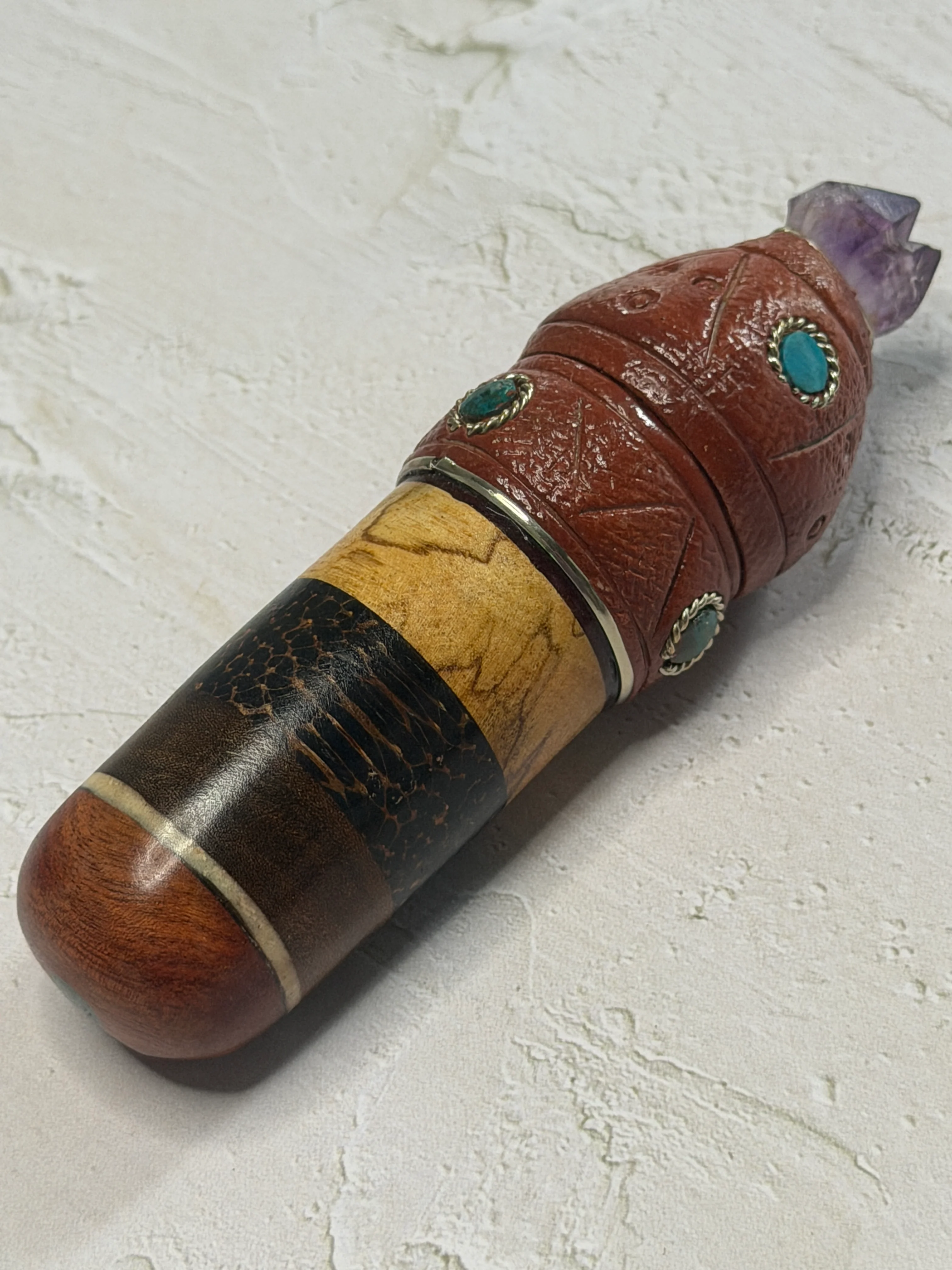 Handcrafted Hapé Carrier – Amethyst & Chrysocolla - Image 4